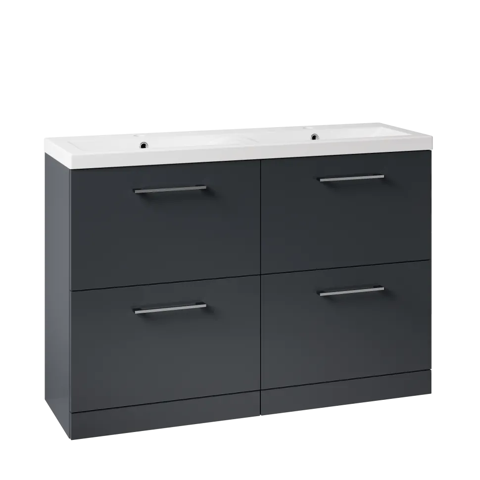 Erin 1200mm Floorstanding 4 Drawer Vanity Unit & Double Basin
