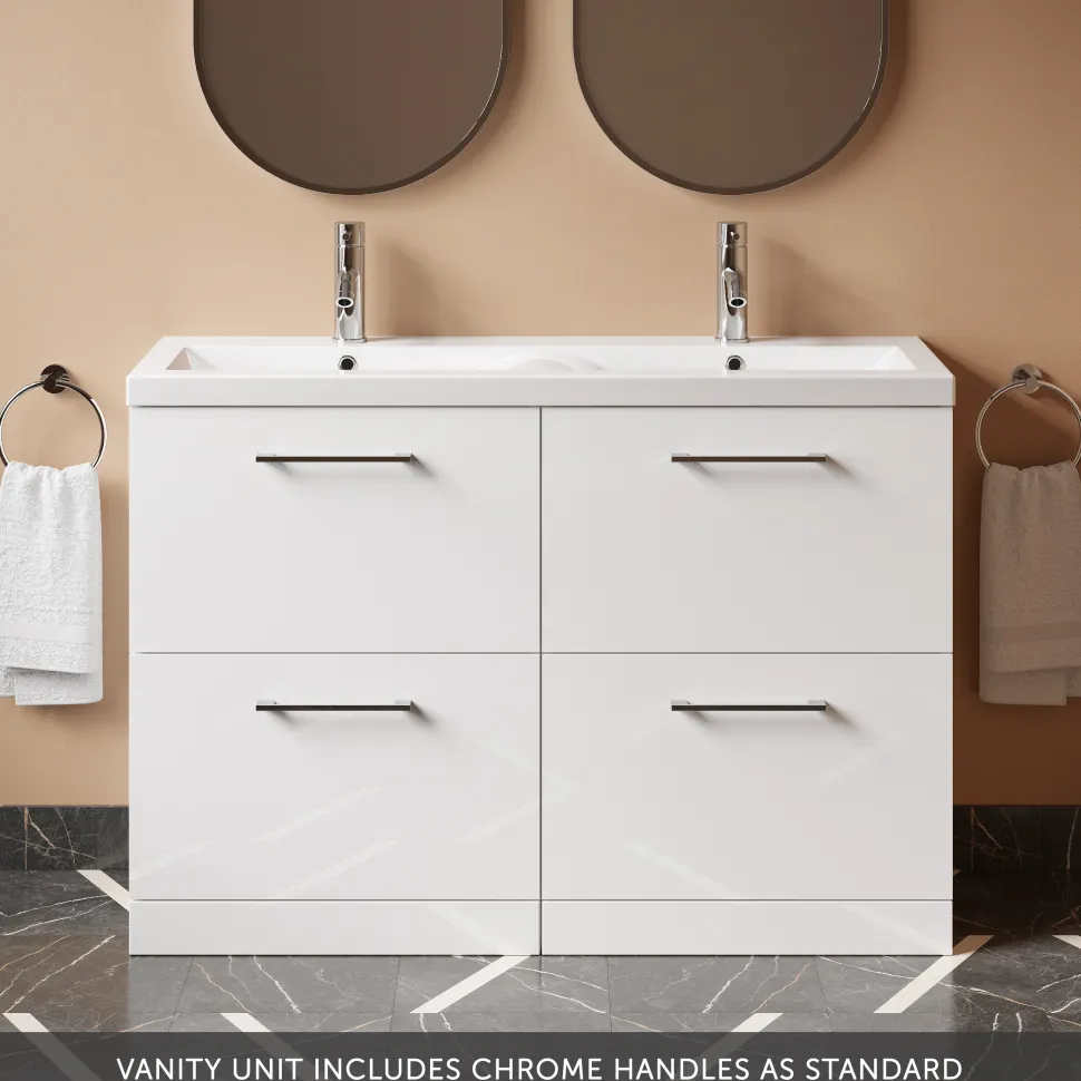 Erin 1200mm Floorstanding 4 Drawer Vanity Unit & Double Basin