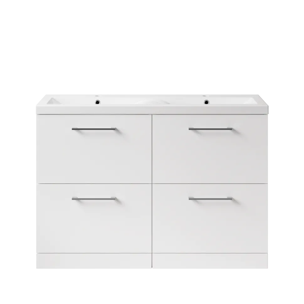 Erin 1200mm Floorstanding 4 Drawer Vanity Unit & Double Basin