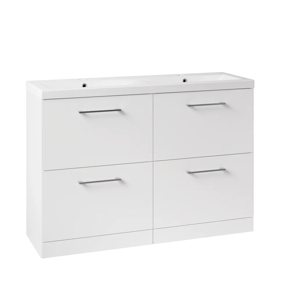 Erin 1200mm Floorstanding 4 Drawer Vanity Unit & Double Basin