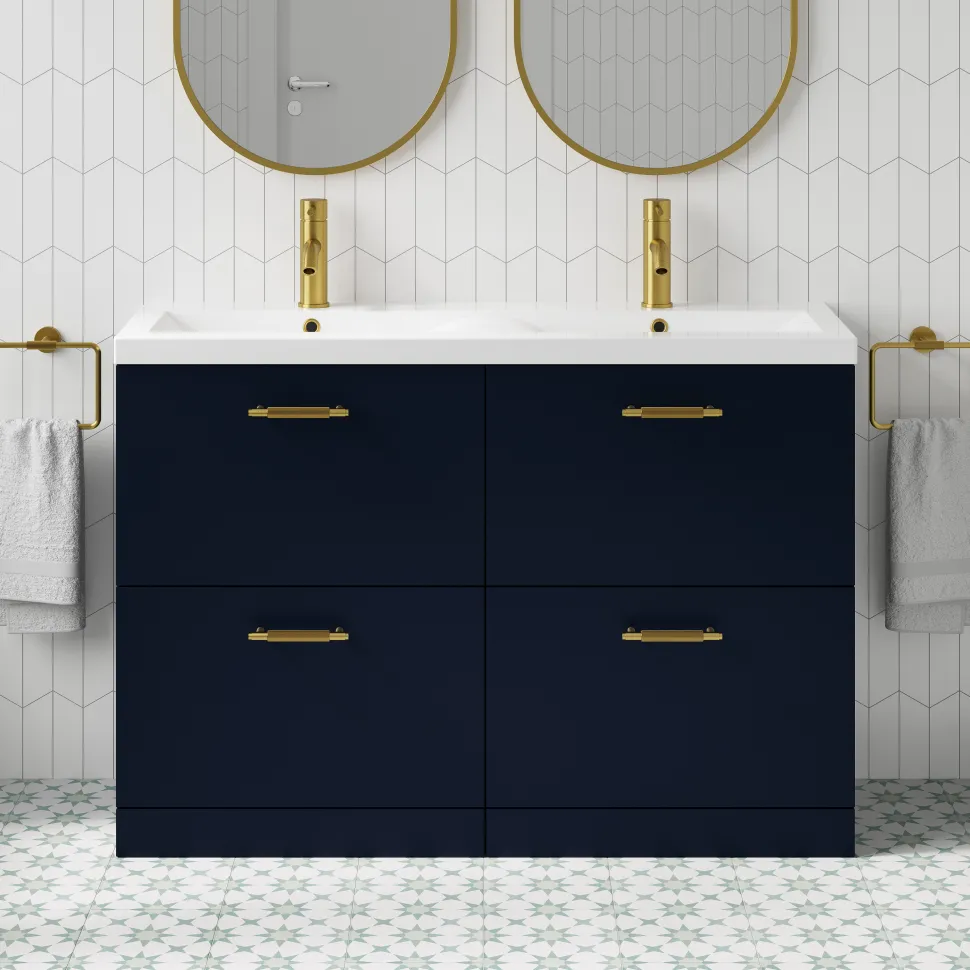 Erin 1200mm Floorstanding 4 Drawer Vanity Unit & Double Basin