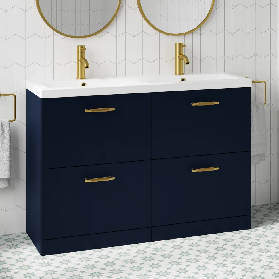 Erin 1200mm Floorstanding 4 Drawer Vanity Unit & Double Basin