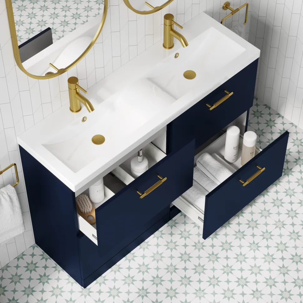 Erin 1200mm Floorstanding 4 Drawer Vanity Unit & Double Basin
