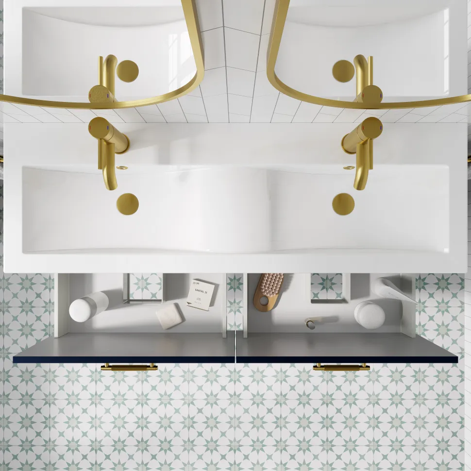 Erin 1200mm Floorstanding 4 Drawer Vanity Unit & Double Basin