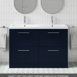 Erin 1200mm Floorstanding 4 Drawer Vanity Unit & Double Basin