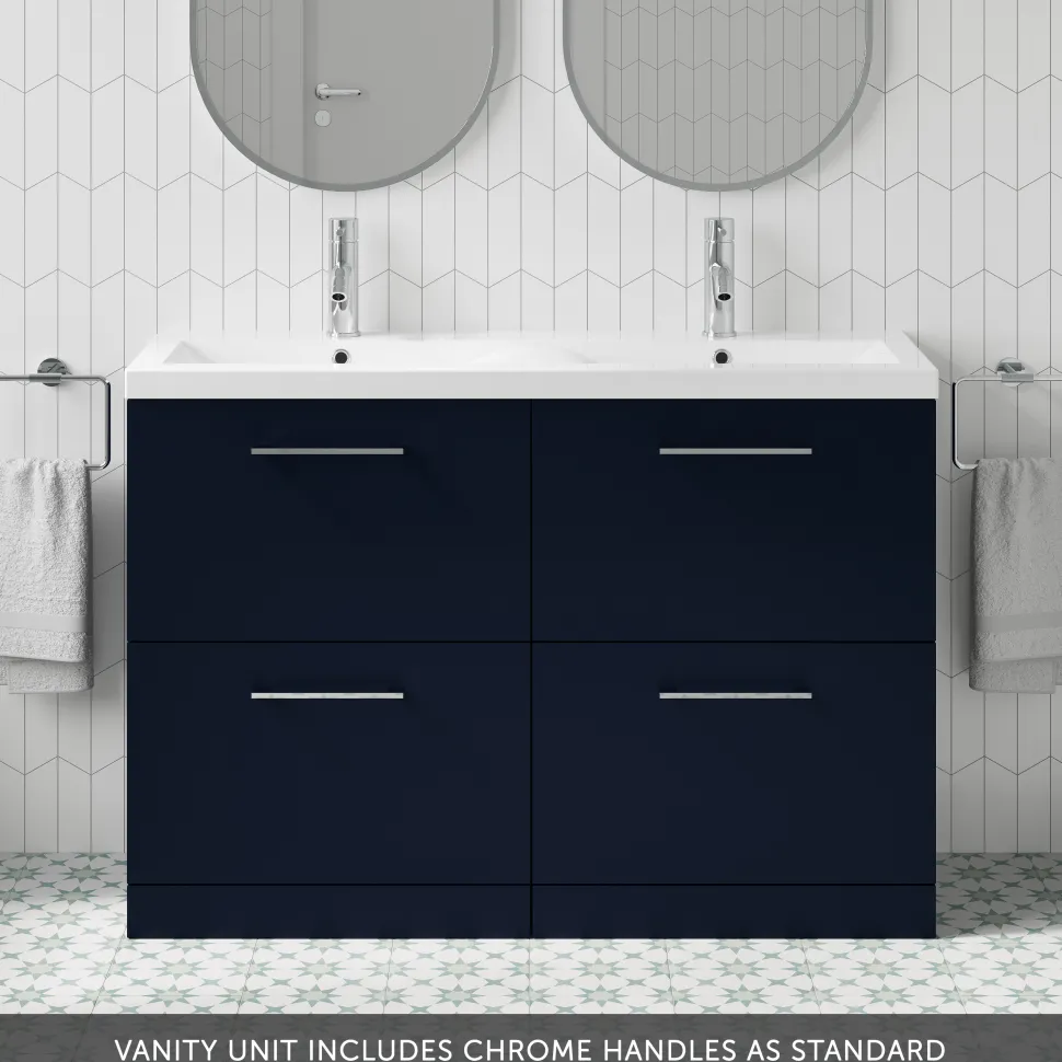Erin 1200mm Floorstanding 4 Drawer Vanity Unit & Double Basin
