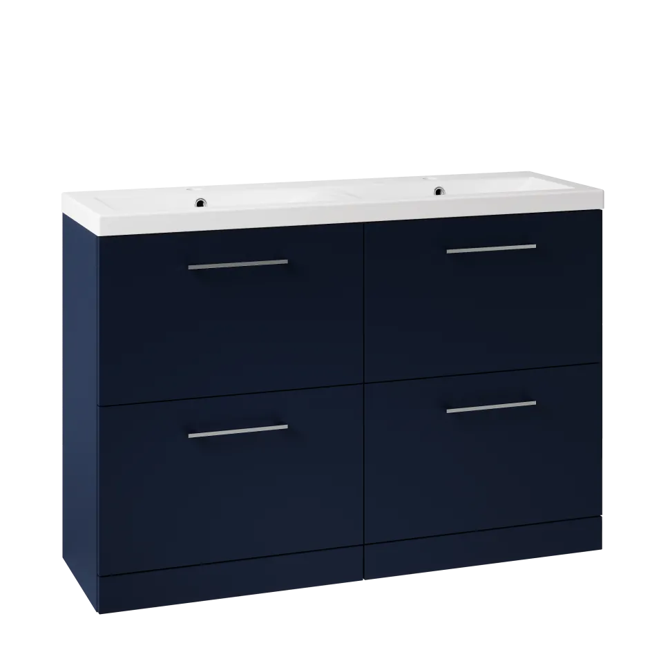 Erin 1200mm Floorstanding 4 Drawer Vanity Unit & Double Basin