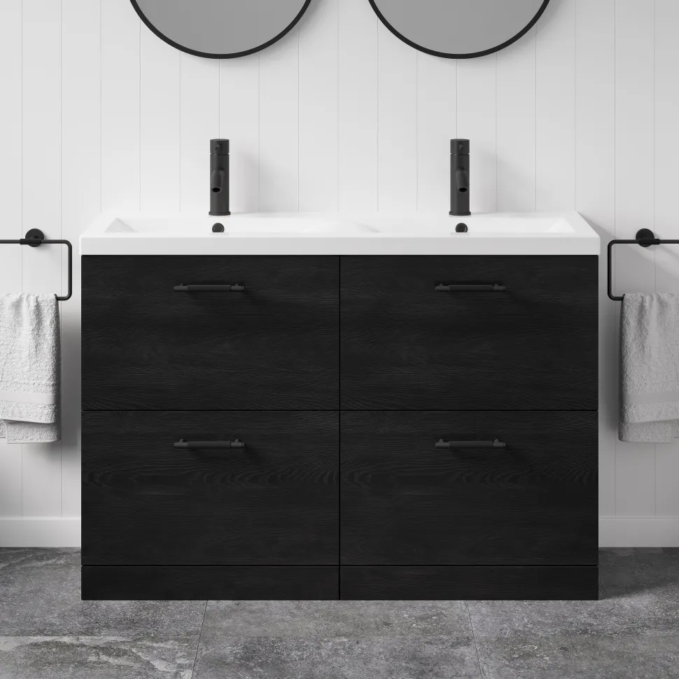 Erin 1200mm Floorstanding 4 Drawer Vanity Unit & Double Basin