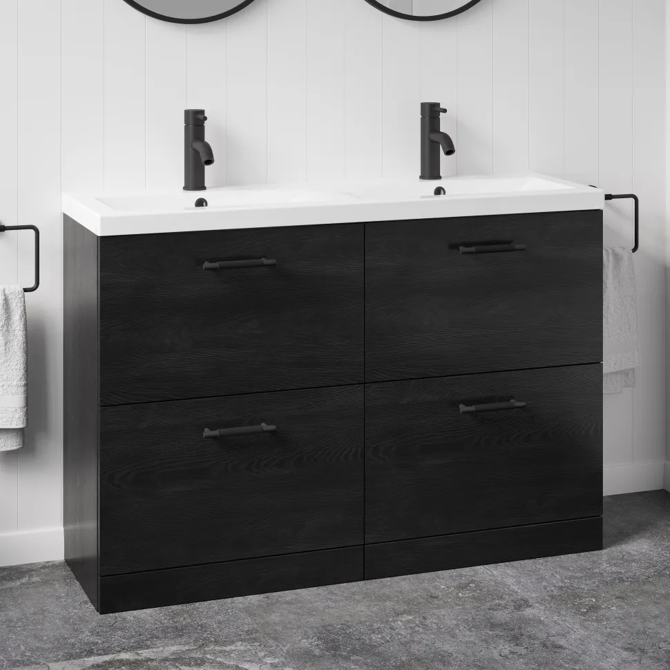 Erin 1200mm Floorstanding 4 Drawer Vanity Unit & Double Basin