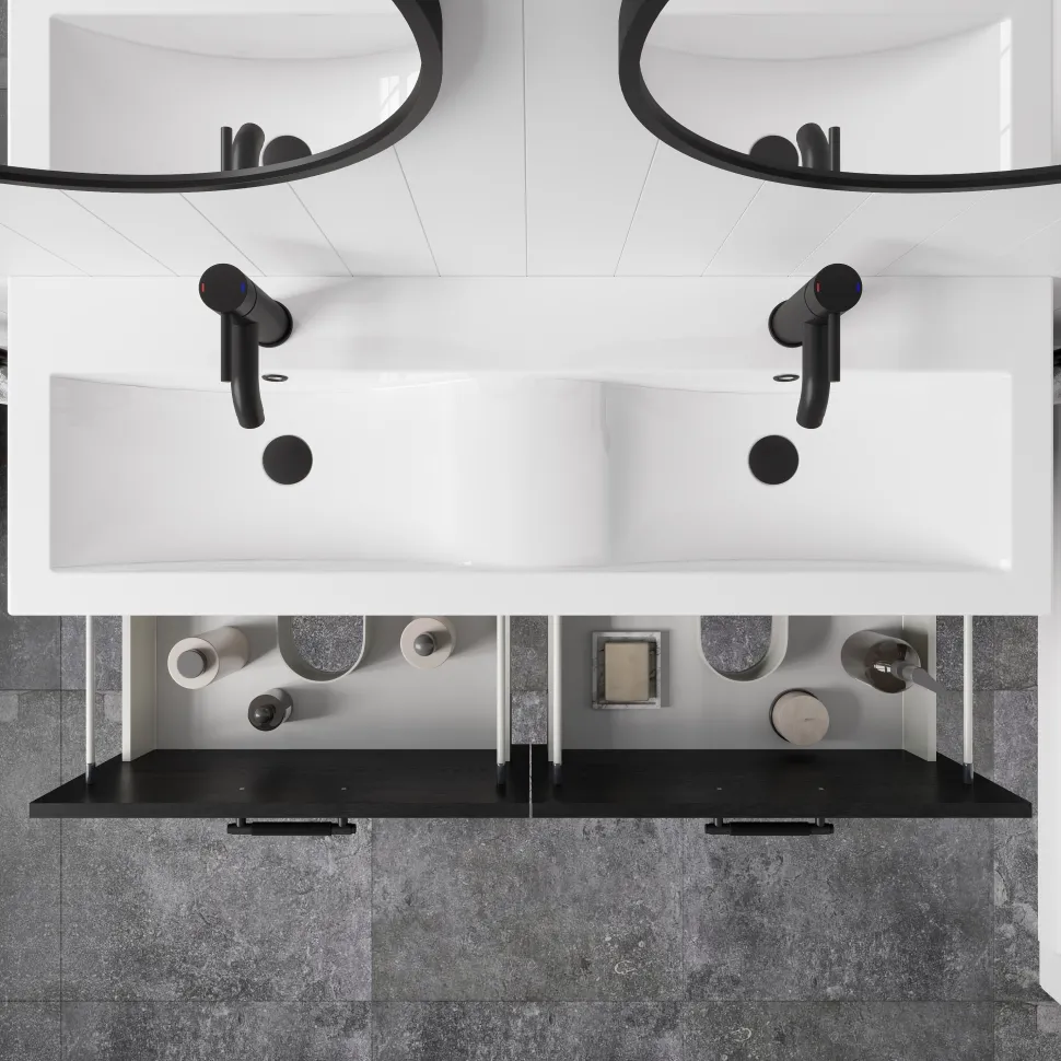 Erin 1200mm Floorstanding 4 Drawer Vanity Unit & Double Basin