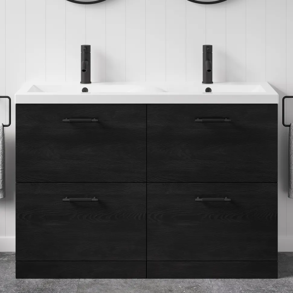 Erin 1200mm Floorstanding 4 Drawer Vanity Unit & Double Basin