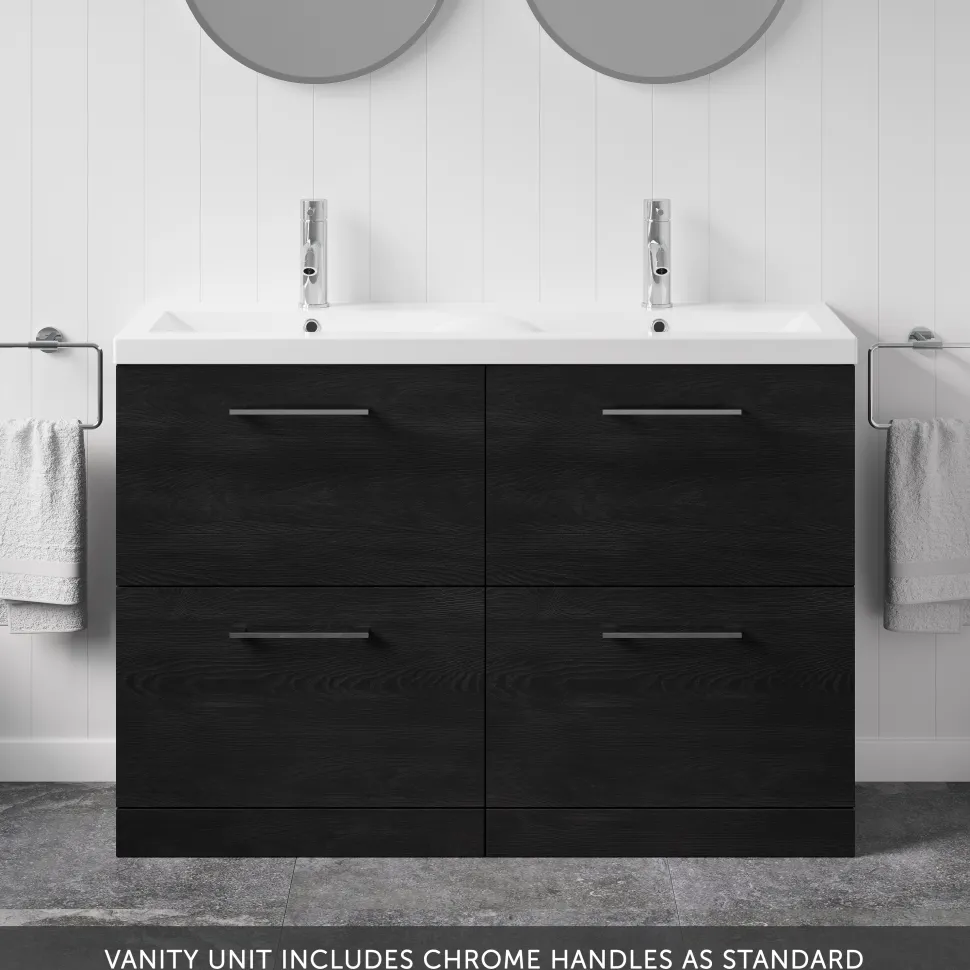 Erin 1200mm Floorstanding 4 Drawer Vanity Unit & Double Basin