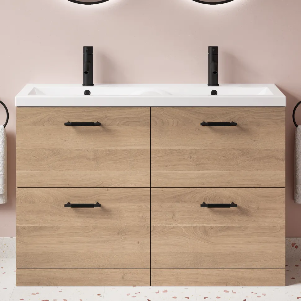 Erin 1200mm Floorstanding 4 Drawer Vanity Unit & Double Basin