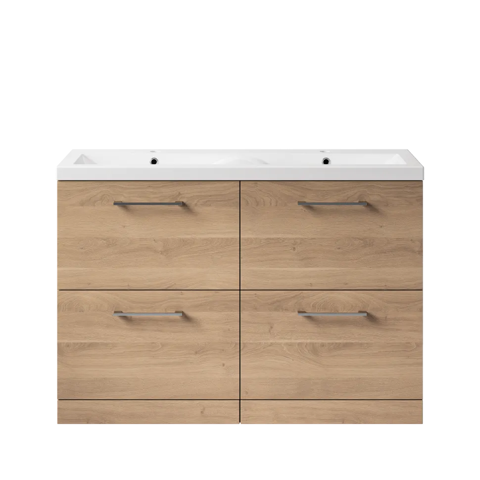 Erin 1200mm Floorstanding 4 Drawer Vanity Unit & Double Basin