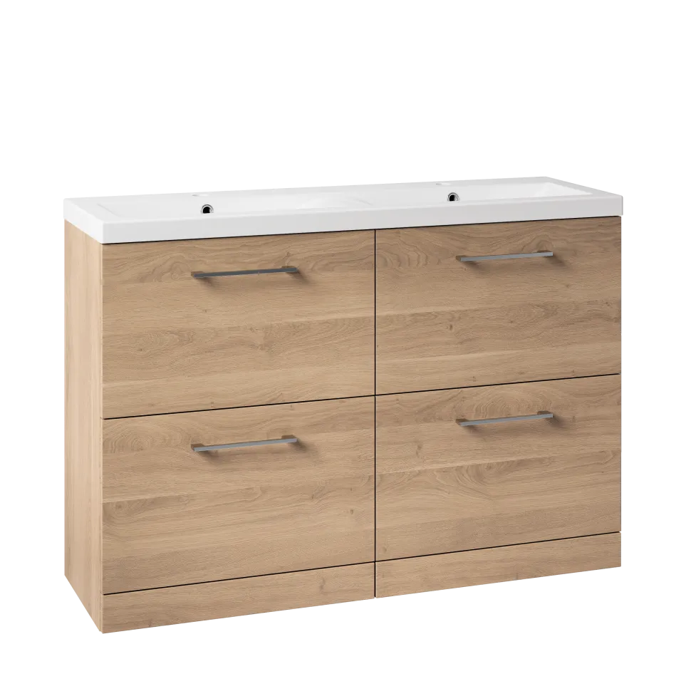 Erin 1200mm Floorstanding 4 Drawer Vanity Unit & Double Basin
