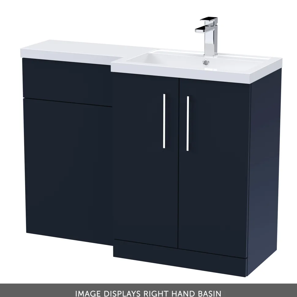 Erin 1100mm Matt Blue Combination Bathroom 2 Door Sink & Toilet Unit