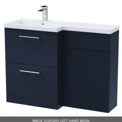 Erin 1100mm Matt Blue Combination Bathroom 2 Drawer Sink & Toilet Unit