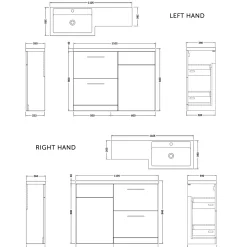 Erin 1100mm Matt Blue Combination Bathroom 2 Drawer Sink & Toilet Unit