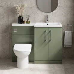 Erin 1100mm Satin Green Combination Bathroom 2 Door Sink & Toilet Unit