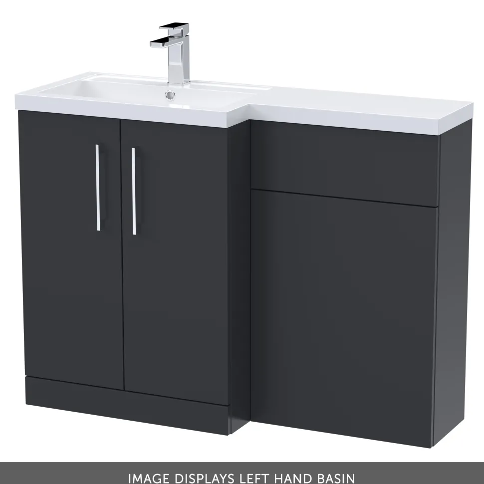 Erin 1100mm Soft Black Combination Bathroom 2 Door Sink & Toilet Unit