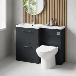 Erin 1100mm Soft Black Combination Bathroom 2 Drawer Sink & Toilet Unit