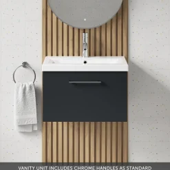 Erin 600mm Wall Mounted 1 Drawer Vanity Unit & Basin