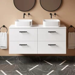 Erin 1200mm Wall Mounted 4 Drawer Vanity Unit & Double Countertop