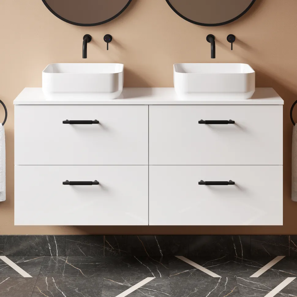 Erin 1200mm Wall Mounted 4 Drawer Vanity Unit & Double Countertop