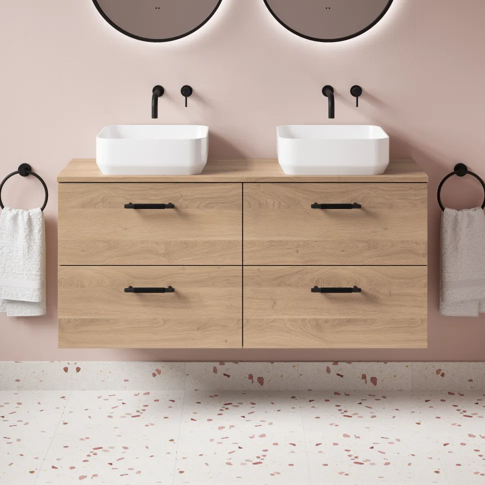 Erin 1200mm Wall Mounted 4 Drawer Vanity Unit & Double Countertop