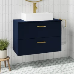 Erin 800mm Wall Mounted 2 Drawer Vanity Unit & Countertop