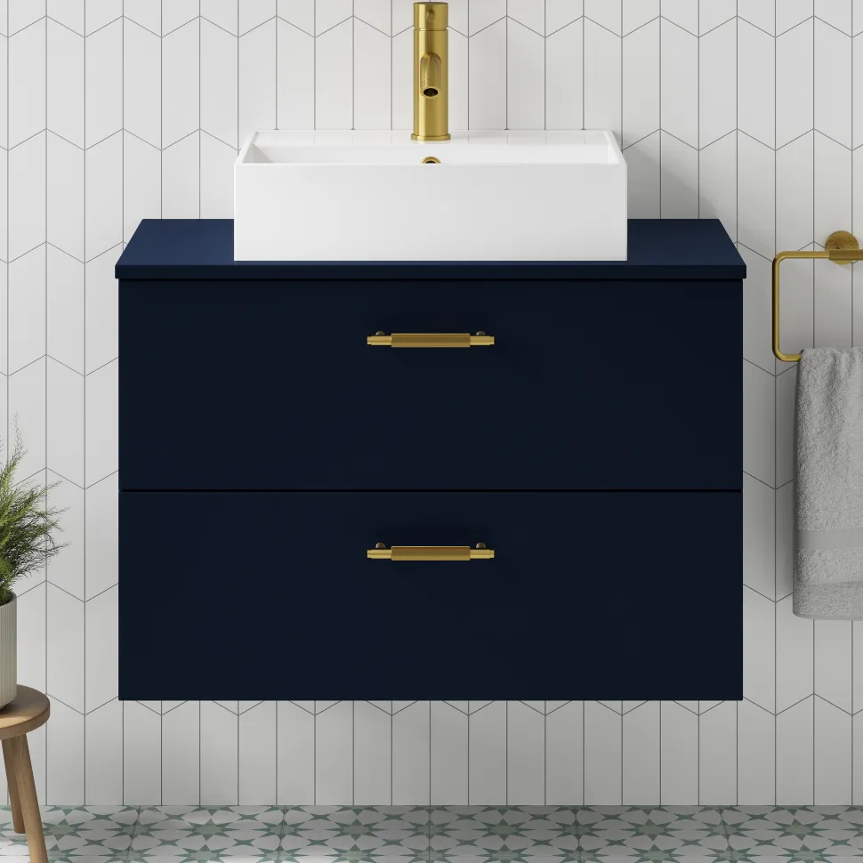 Erin 800mm Wall Mounted 2 Drawer Vanity Unit & Countertop