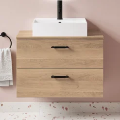 Erin 800mm Wall Mounted 2 Drawer Vanity Unit & Countertop