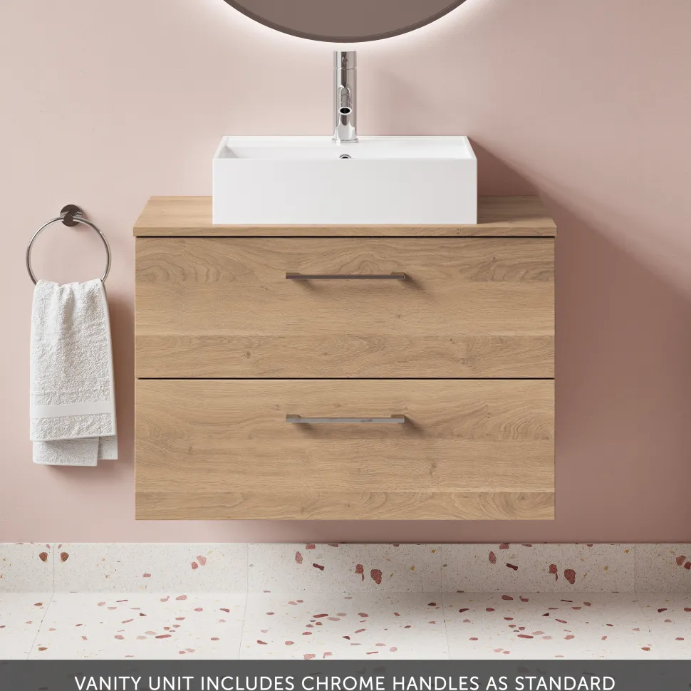 Erin 800mm Wall Mounted 2 Drawer Vanity Unit & Countertop