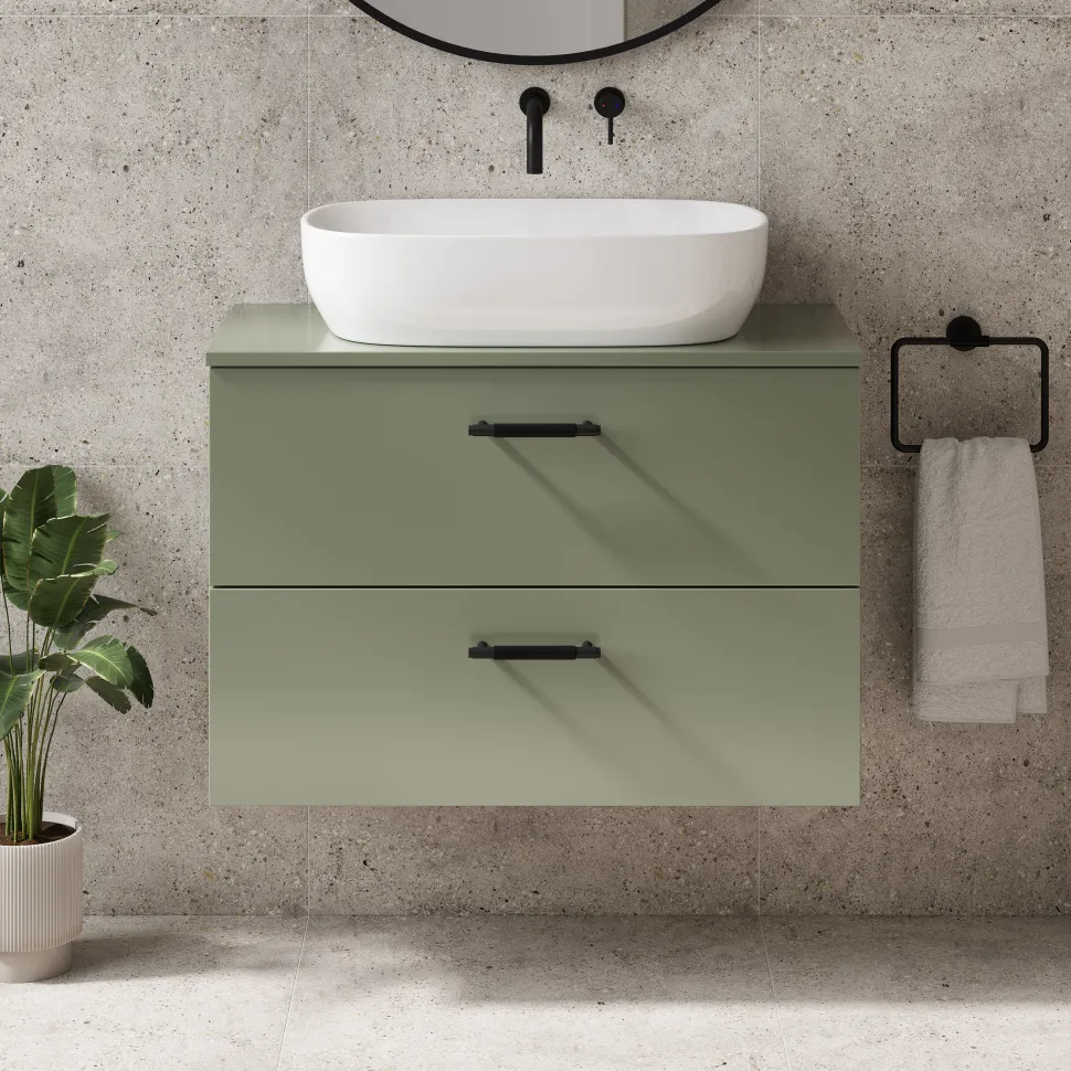 Erin 800mm Wall Mounted 2 Drawer Vanity Unit & Countertop