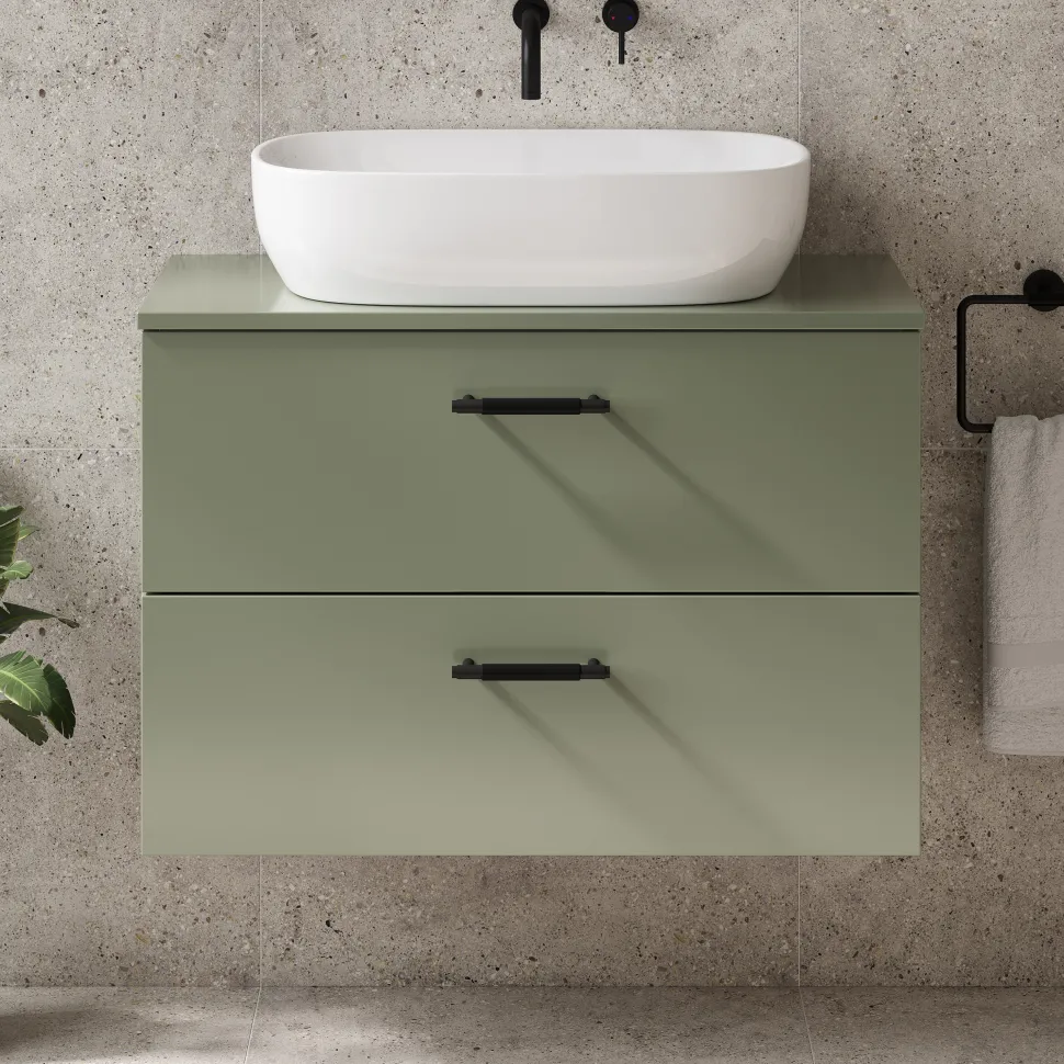 Erin 800mm Wall Mounted 2 Drawer Vanity Unit & Countertop