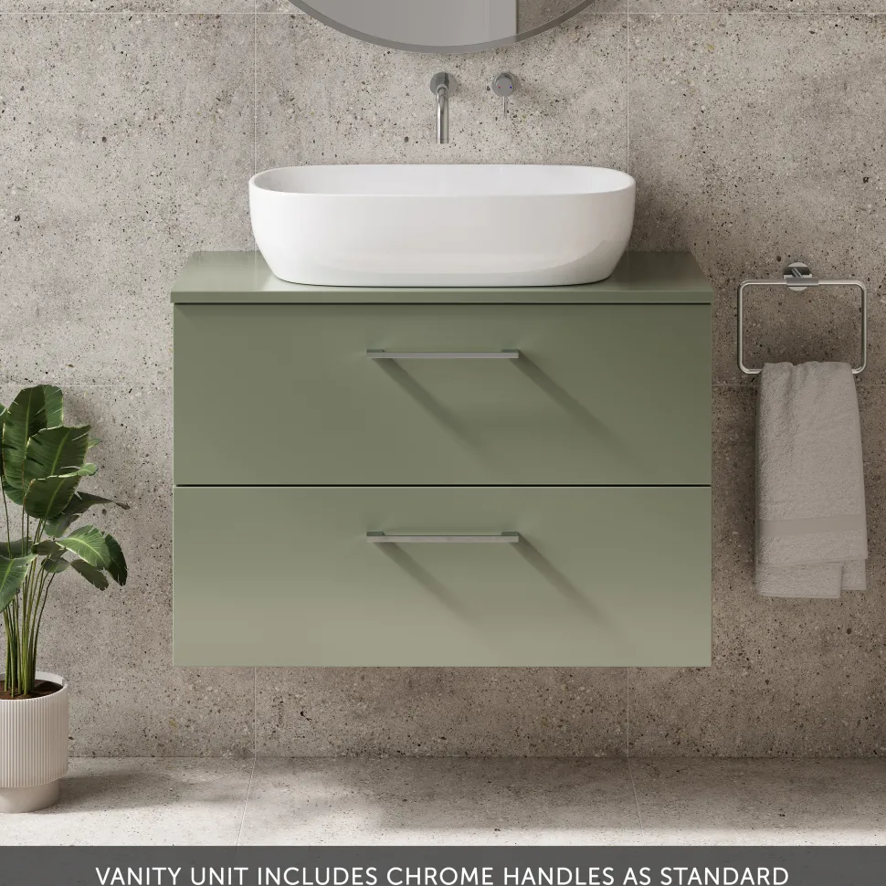 Erin 800mm Wall Mounted 2 Drawer Vanity Unit & Countertop