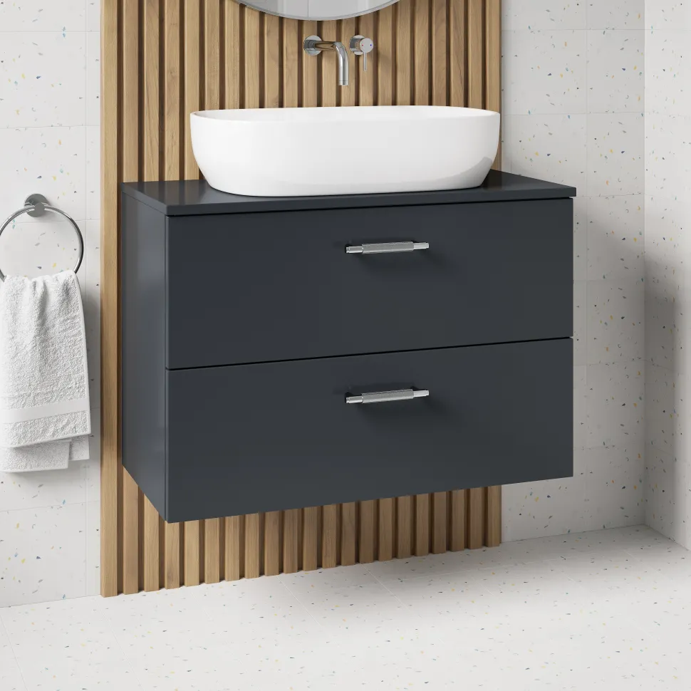 Erin 800mm Wall Mounted 2 Drawer Vanity Unit & Countertop