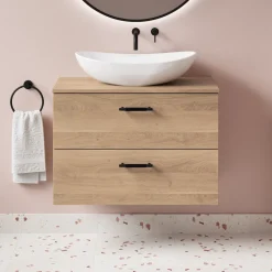 Erin 800mm Wall Mounted 2 Drawer Vanity Unit & Countertop