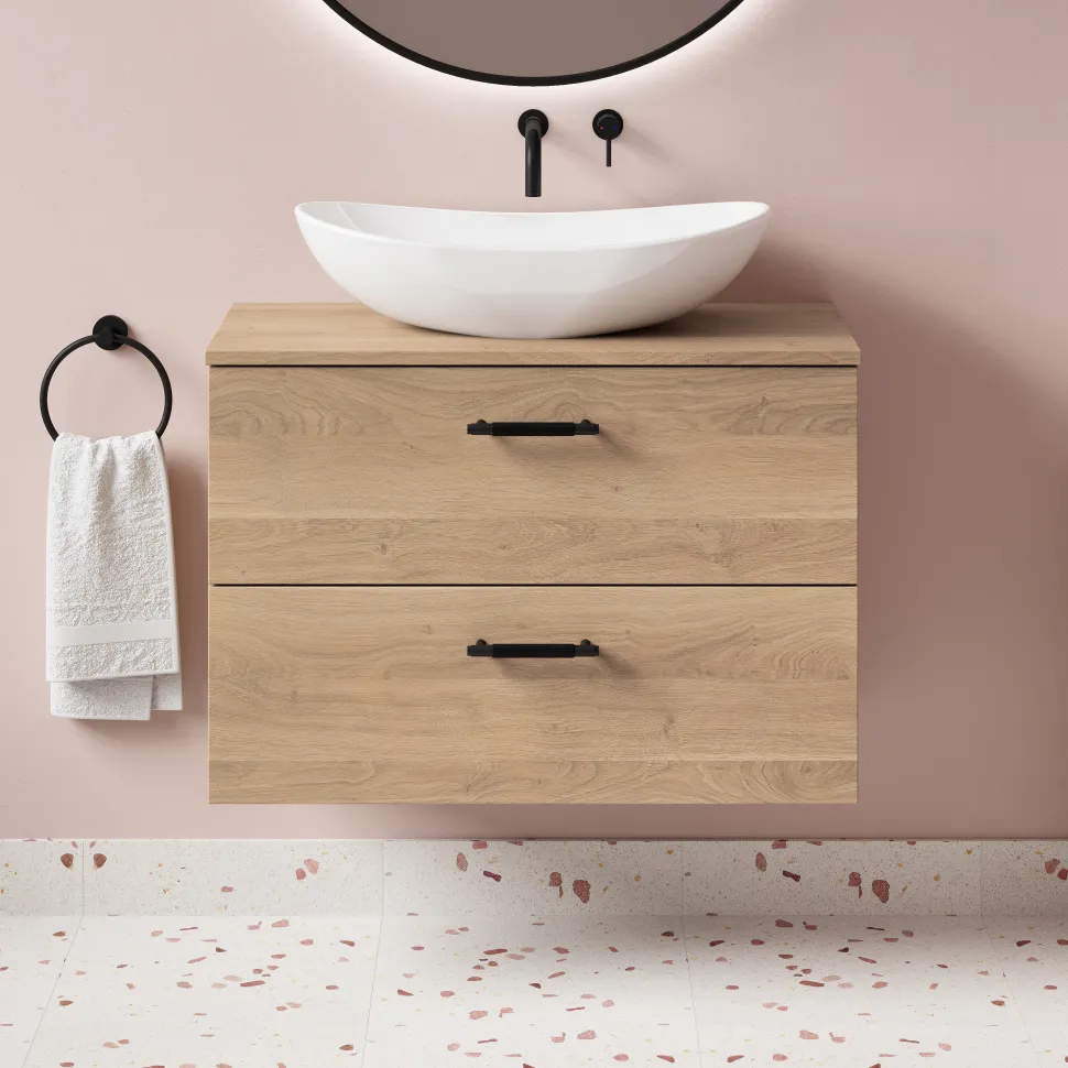 Erin 800mm Wall Mounted 2 Drawer Vanity Unit & Countertop
