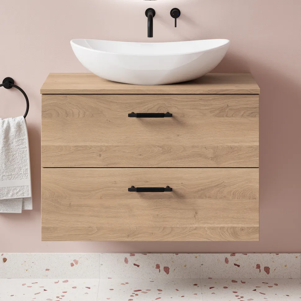 Erin 800mm Wall Mounted 2 Drawer Vanity Unit & Countertop
