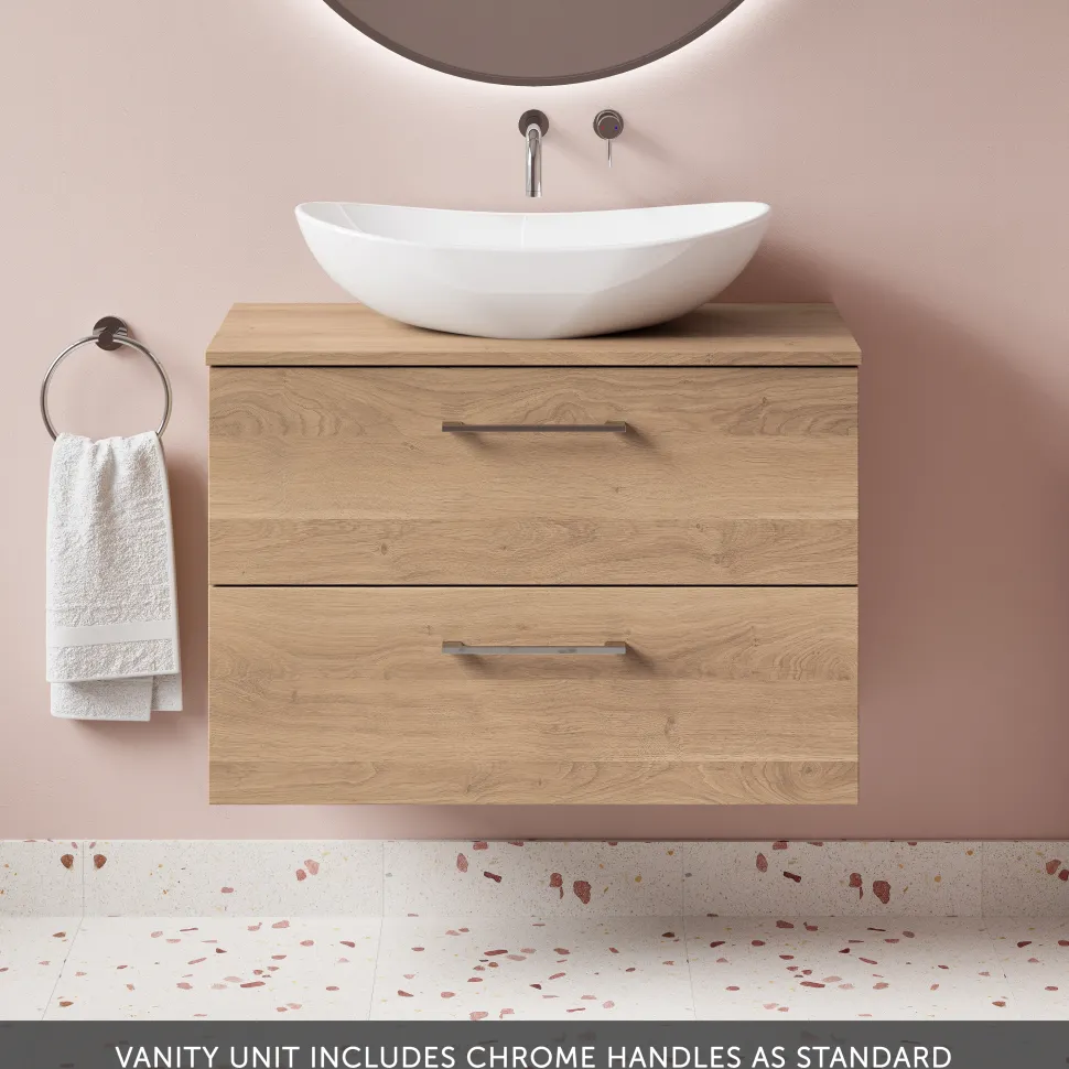 Erin 800mm Wall Mounted 2 Drawer Vanity Unit & Countertop