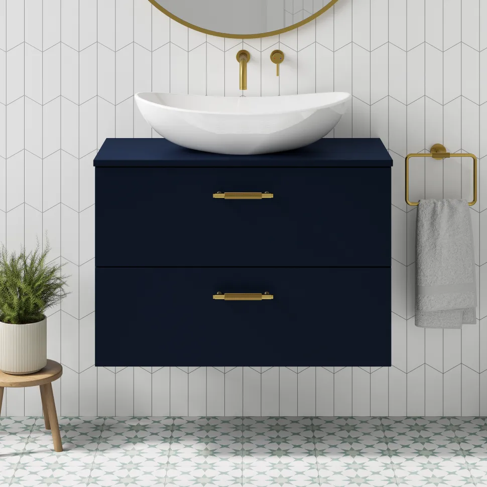Erin 800mm Wall Mounted 2 Drawer Vanity Unit & Countertop