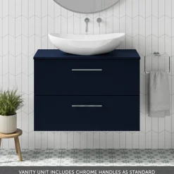 Erin 800mm Wall Mounted 2 Drawer Vanity Unit & Countertop