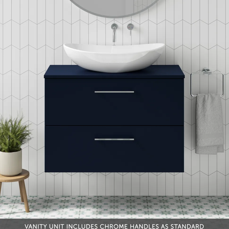 Erin 800mm Wall Mounted 2 Drawer Vanity Unit & Countertop