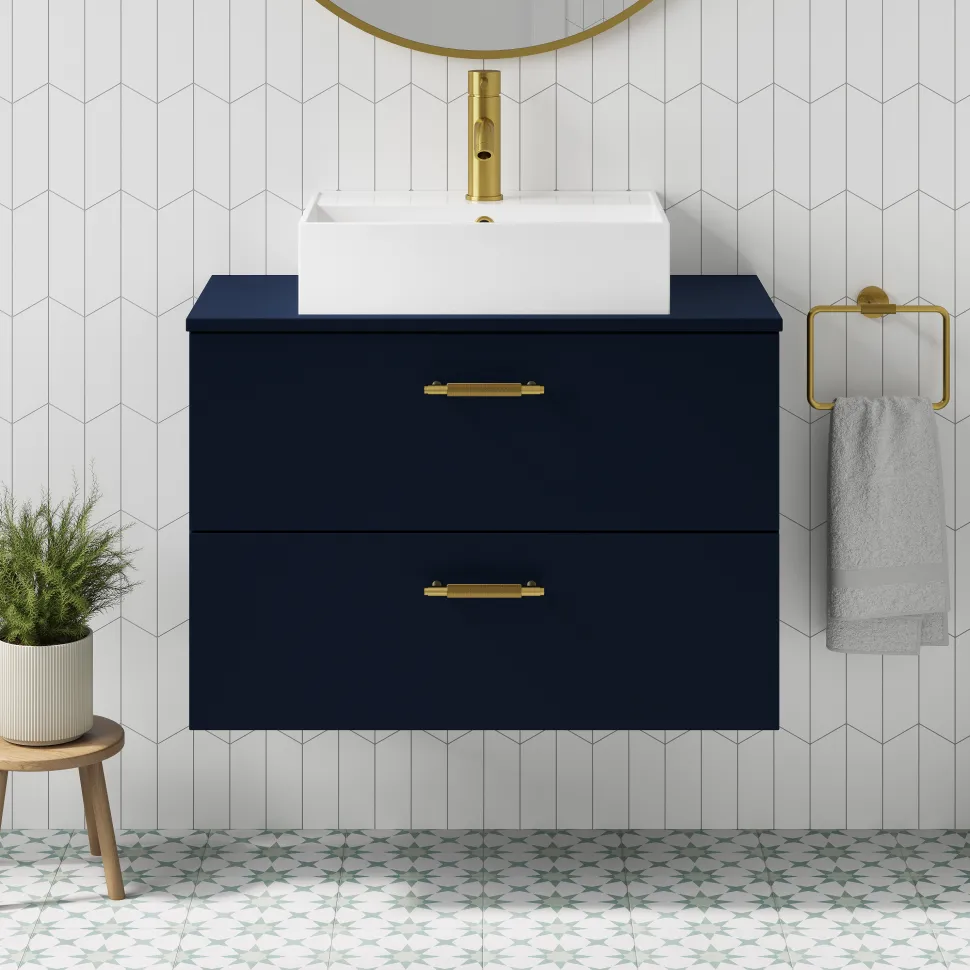 Erin 800mm Wall Mounted 2 Drawer Vanity Unit & Countertop