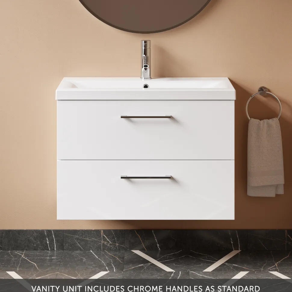 Erin 800mm Wall Mounted 2 Drawer Vanity Unit & Basin