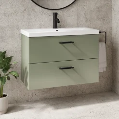 Erin 800mm Wall Mounted 2 Drawer Vanity Unit & Basin