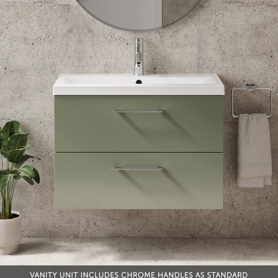 Erin 800mm Wall Mounted 2 Drawer Vanity Unit & Basin