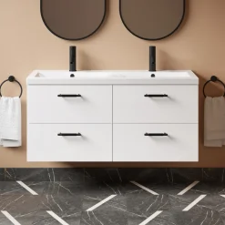 Erin 1200mm Wall Mounted 4 Drawer Vanity Unit & Double Basin