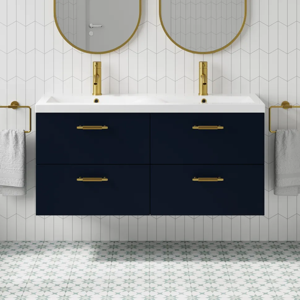 Erin 1200mm Wall Mounted 4 Drawer Vanity Unit & Double Basin